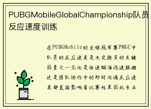 PUBGMobileGlobalChampionship队员反应速度训练